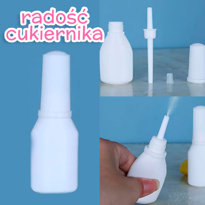 Plastikowa buteleczka do rozpylania kandurynu i brokatu, 9 cm 