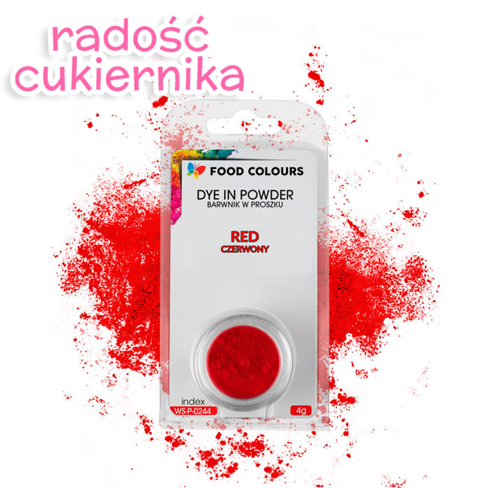 Barwnik wodnorozpuszczalne w proszku Food Colours, 4 g, czerwony 