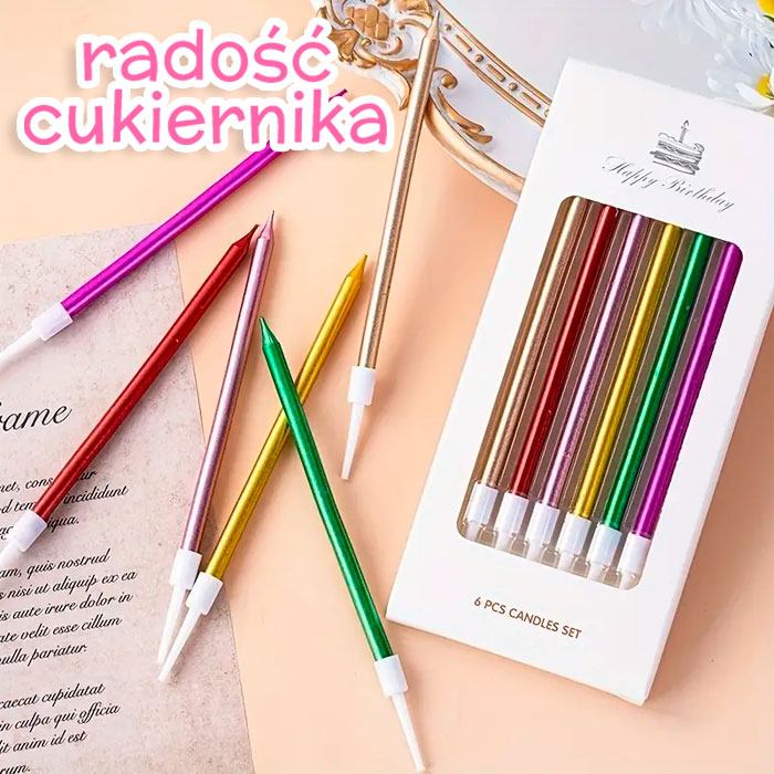 Zestaw świec 15,5 cm, różnokolorowy, 6 szt. 