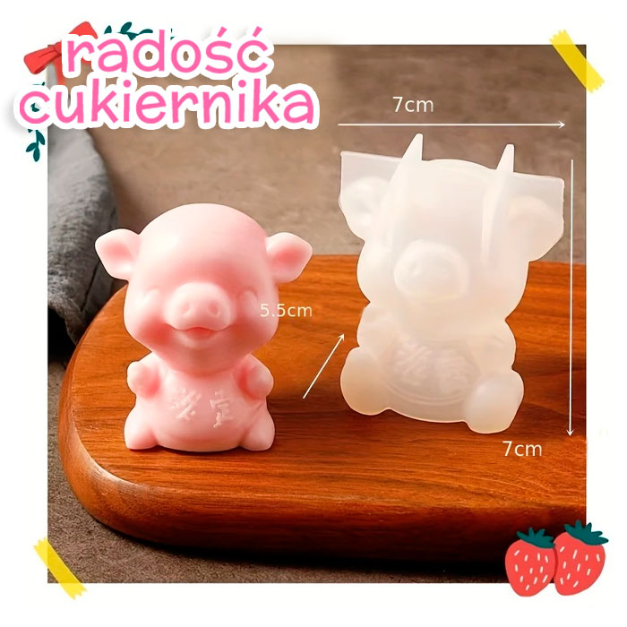 Forma silikonowa 3D Wesoły prosiaczek  7 cm 
