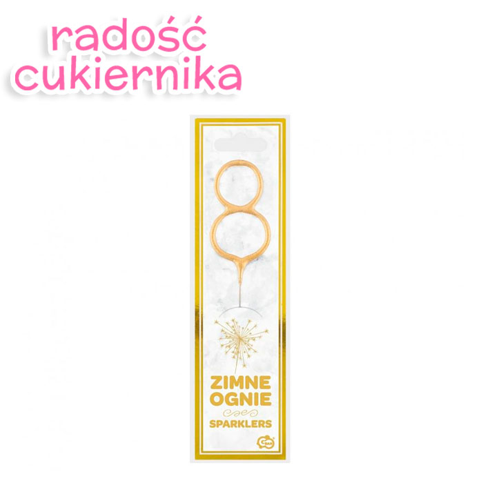 Zimne ognie Cyfra 8 złote 17cm  