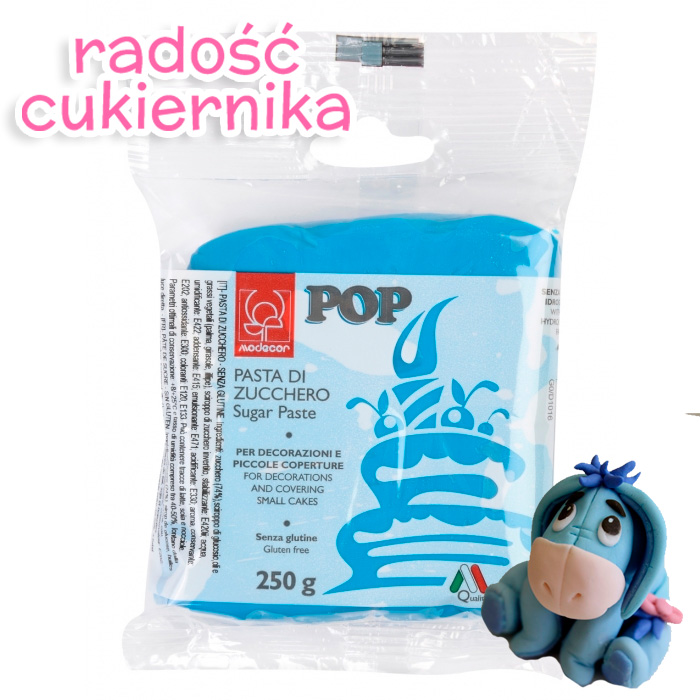 Masa cukrowa lukier plastyczny niebieski Modecor pop, 250 g 