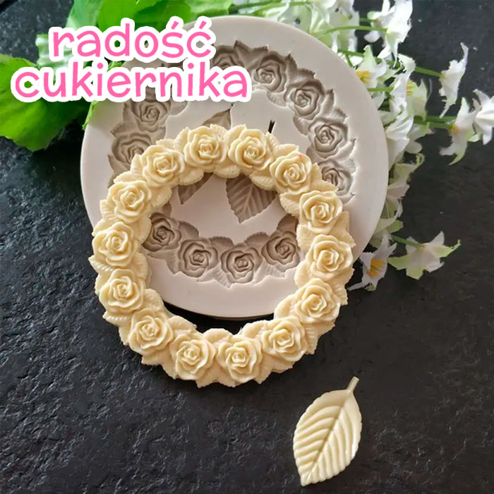 Forma silikonowa "Okrągły wieniec kwiatów" d-8,5 cm 