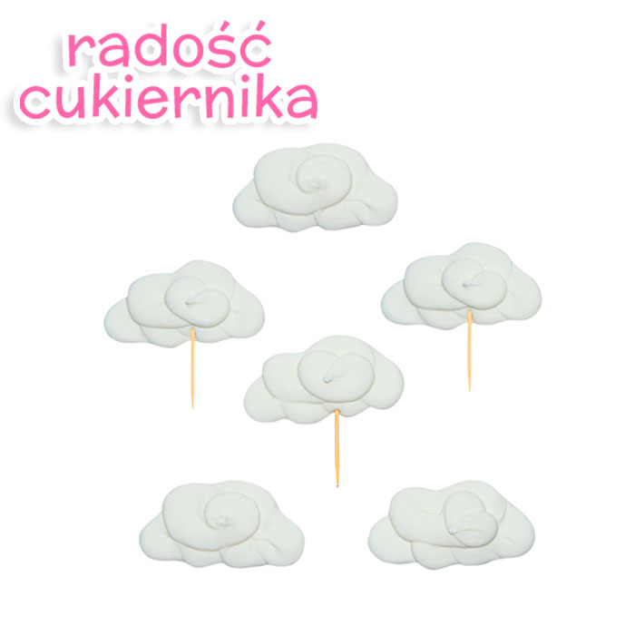 Zestaw dekoracji cukrowych – chmurki, 6 szt. 