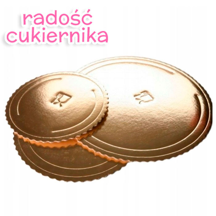  Podkład pod tort dwustronny złoto biały (fala) śr. 20 cm, 1szt 