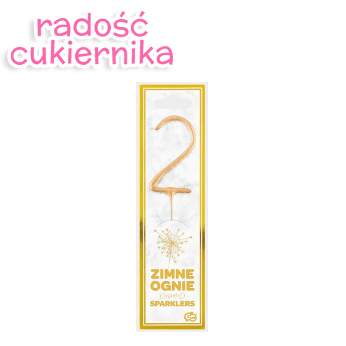 Zimne ognie Cyfra 2 złote 17cm  