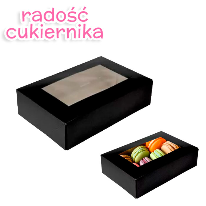 Pudełko czarne z okienkiem, 19x13x5 cm 