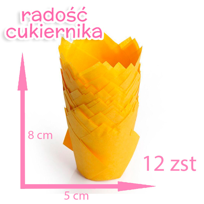 Papilotki do muffinek żółty tulipan, 5х8 сm, 12 szt 