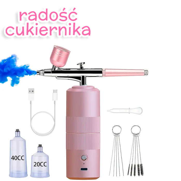 Aerograf z akumulatorem USB,różowy 
