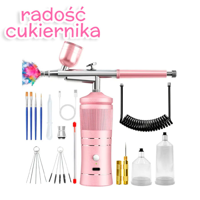 Aerograf z akumulatorem, różowy 