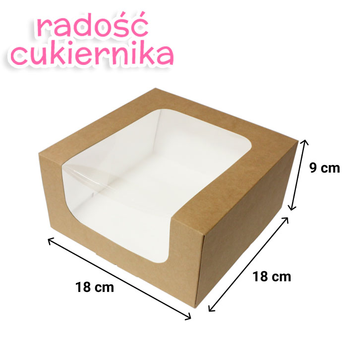 Pudełko na ciasto z okienkiem 18x18x9 cm 