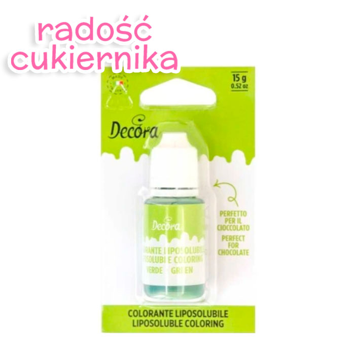 картинка Barwnik Decora w płynie do mas tłustych zielony 15g 