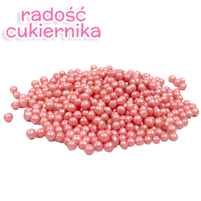 Posypka ryżowa w polewie cukrowej perłowa różowa (5mm), 50 g 