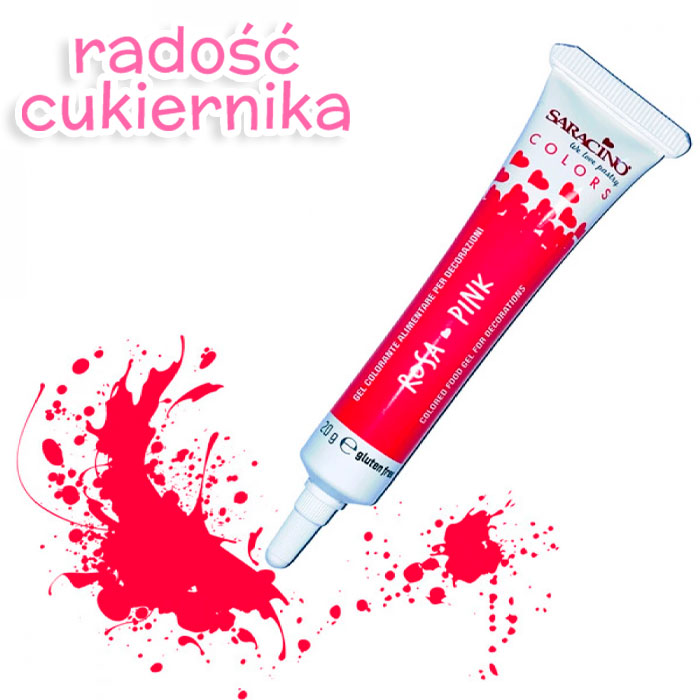 Barwnik spożywczy w żelu Saracino tubka 20 g różowy 