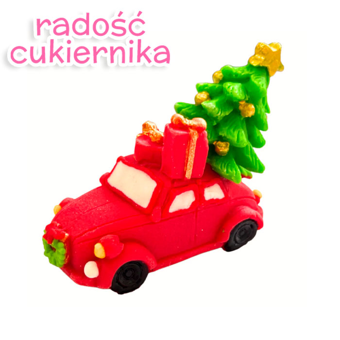 Dekoracja cukrowa "Christmas car" 6,5 cm 