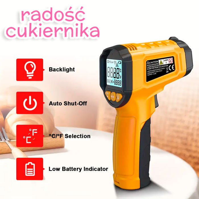 Pirometr elektroniczny TS-600 pomarańczowy 