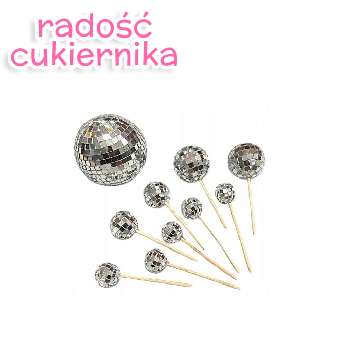 Dekoracja do deseru kule disco 10 elem. 