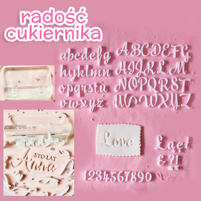 Alfabet do stemplowania napisów + uchwyt do stempli 3 szt 
