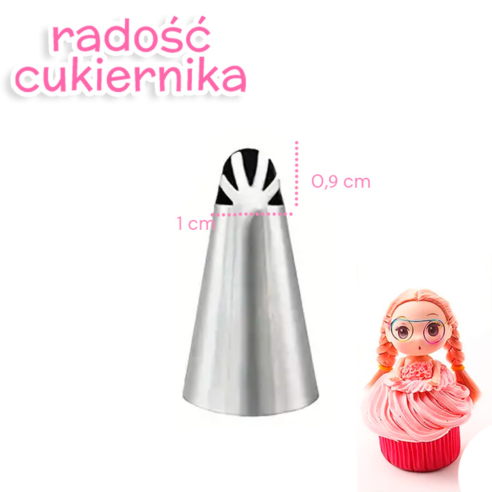 Tylka końcówka dekoratorska "plisowana spódnica", 0,9 cm 