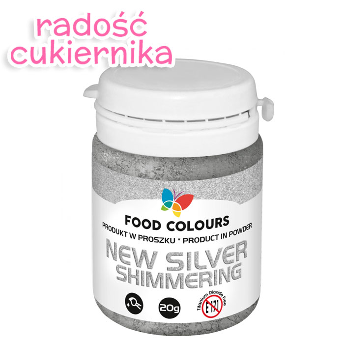 Barwnik spożywczy do dekoracji srebrny New Silver Shimmering 20 g, Food Colours