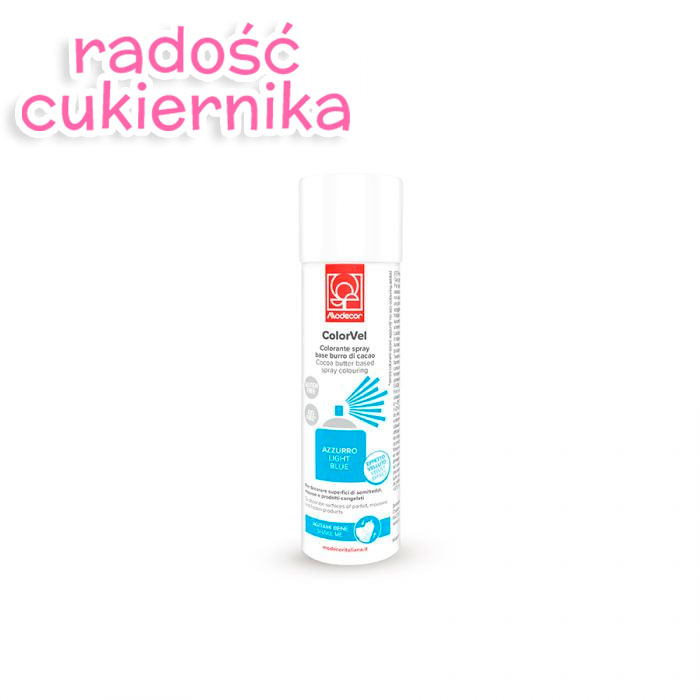 Jasnoniebieski barwnik spożywczy w sprayu o strukturze zamszu Modecor 250 g