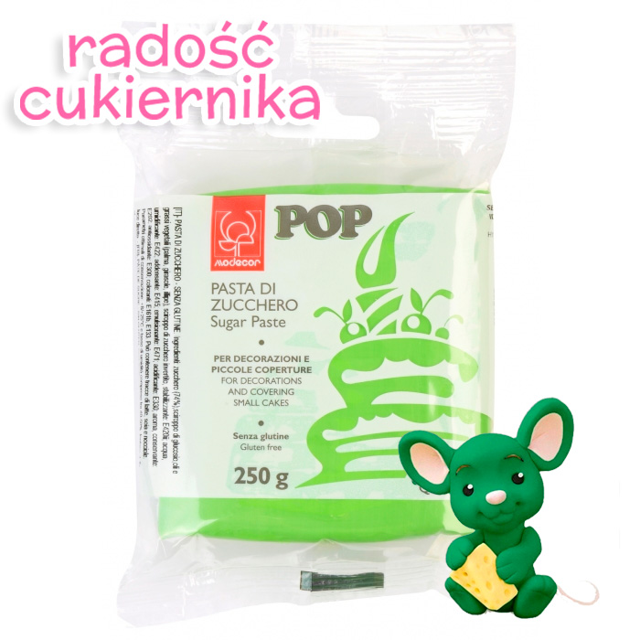 Masa cukrowa lukier plastyczny jasny zielony Modecor pop, 250 g 