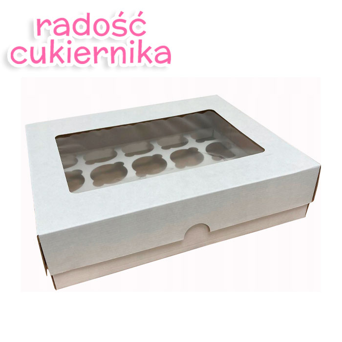 Pudełko na 20 muffinek białe z okienkiem, 38,5х32х10 cm 