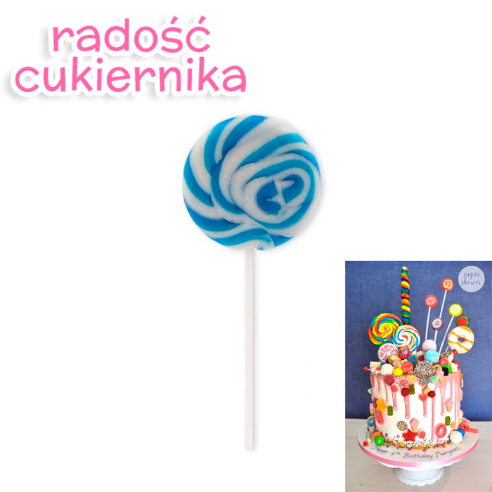 Lizak cukrowy dekoracyjny na tort Modecor, niebieski 