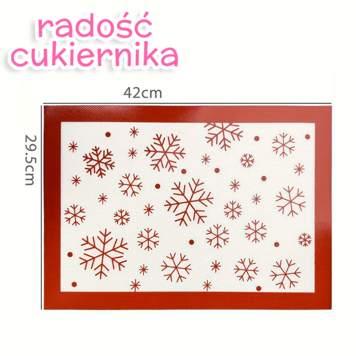 Silikonowa mata do pieczenia i wałkowania Płatki śniegu 42 × 29,5 cm 