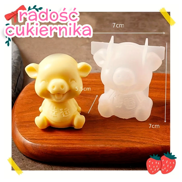 Forma silikonowa 3D Wesoły prosiaczek 7cm 