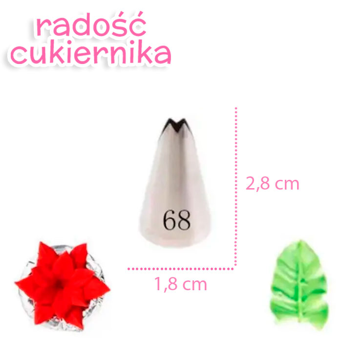 Tylka stal nierdzewna do kremu liść  №68, 2,8 cm 