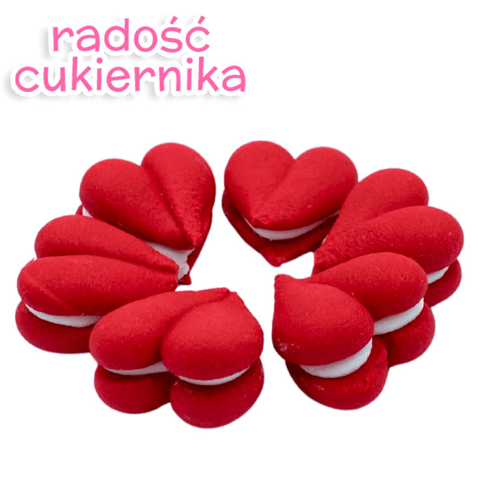 Makaroniki cukrowe w kształcie serduszek 6szt 