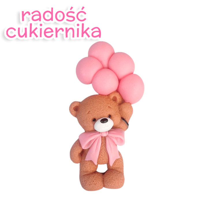 Cukrowy miś z różowymi kulkami 1 szt. 