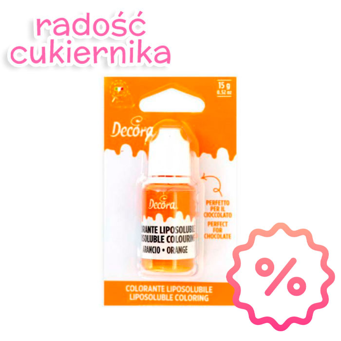 картинка OBNIŻONA CENA Barwnik Decora w płynie do mas tłustych pomarańczowy 15g 
