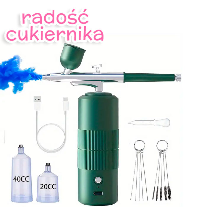 Aerograf z akumulatorem USB, zielony 