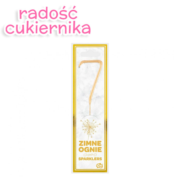 Zimne ognie Cyfra 7 złote 17cm  