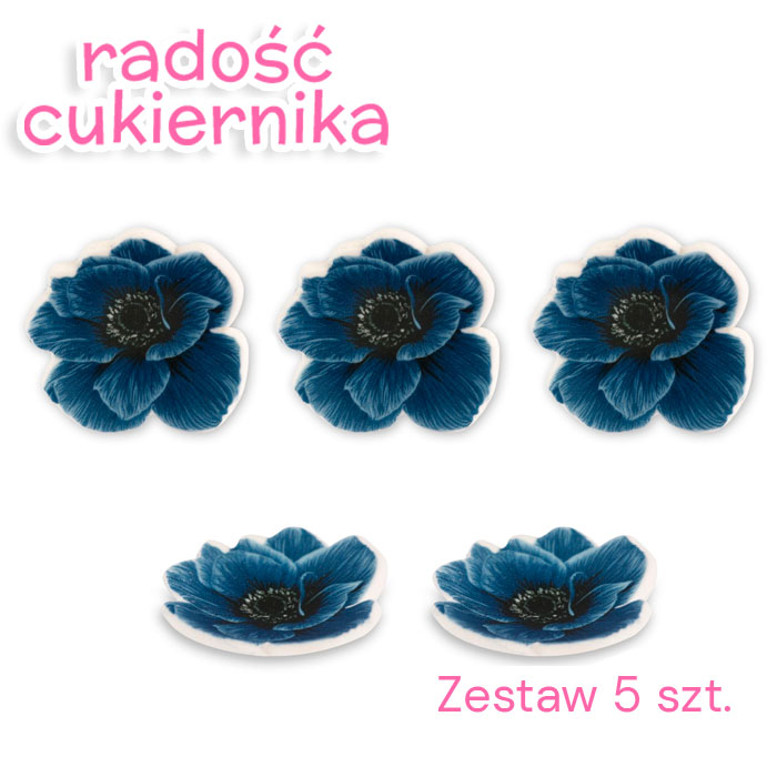 Zestaw kwiatuszek z cukru Modecor ciemnoniebieski, 5 sz 
