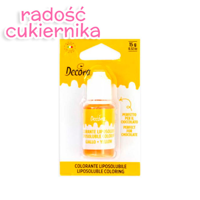 картинка Barwnik Decora w płynie do mas tłustych żółty 15g 