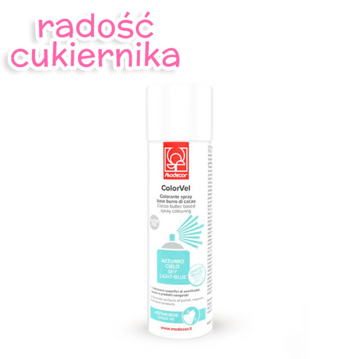 Błękitny pastelowy barwnik spożywczy w sprayu o strukturze zamszu Modecor 250 g