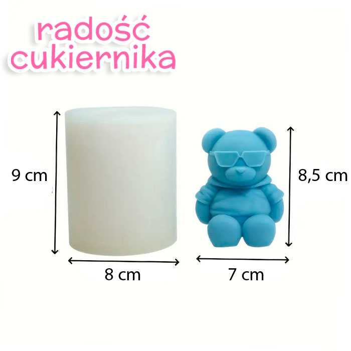 Forma silikonowa 3D Miś w okularach 8,5 cm 