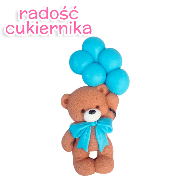Cukrowy miś z niebieskimi kulkami 1 szt. 