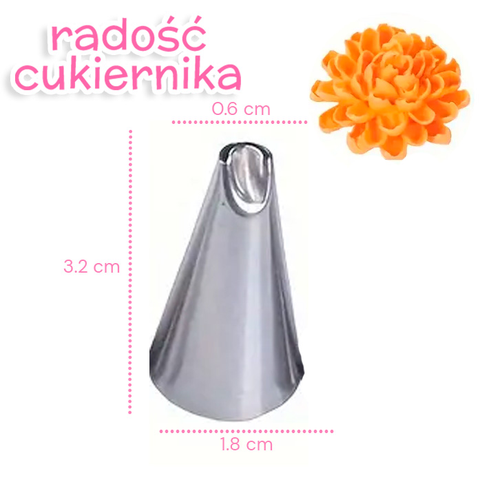 Tylka końcówka dekoratorska płatek chryzantemy, 3,2 cm 