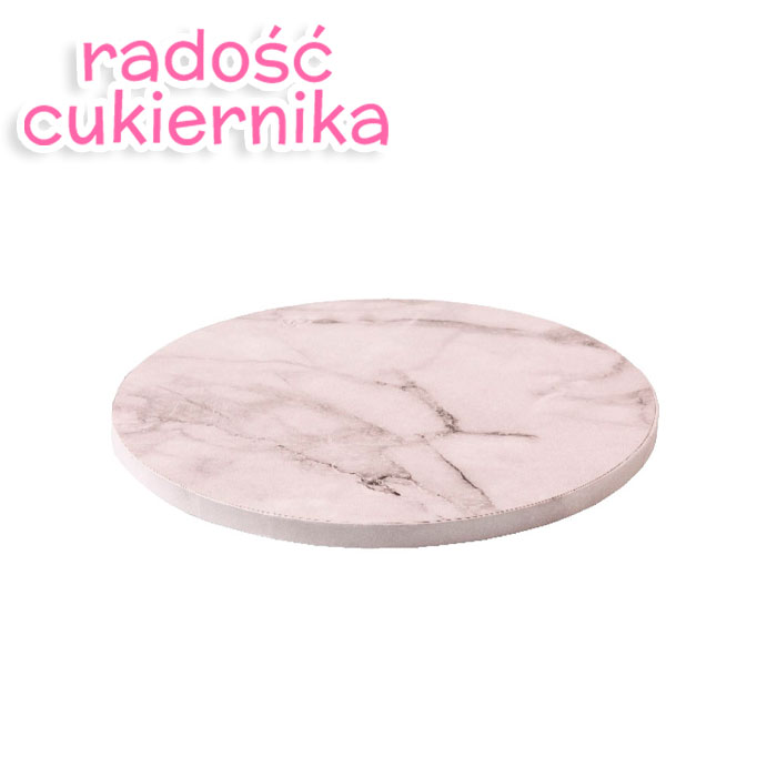  Podkład pod tort Decora gruby z efektem białego marmuru śr. 25 cm,1szt 