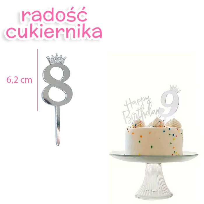 Topper Cyfra 8, 6,2cm 
