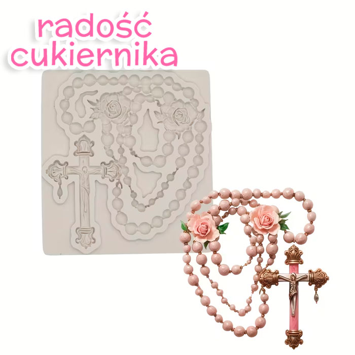Silikonowa forma Różaniec z krzyżem 7,6 cm 