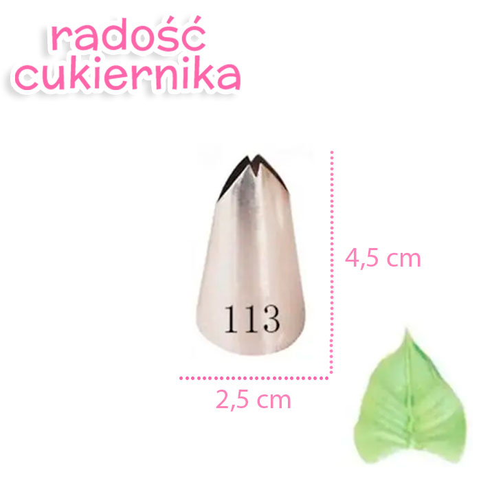 Tylka stal nierdzewna do kremu liść  №113, 4,5 cm 