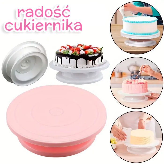 Stół obrotowy plastikowy o średnicy 28 cm, różowy 