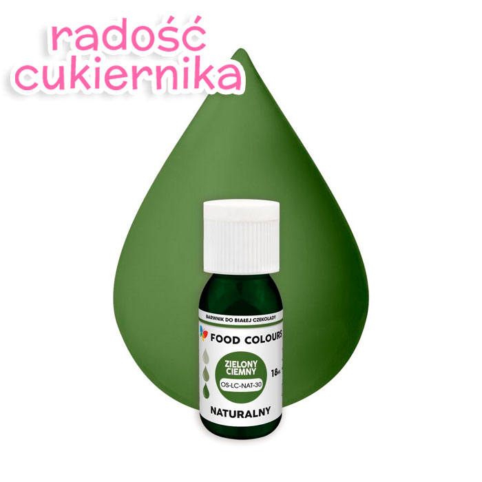 картинка Barwnik naturalny do białej czekolady "Food Colours" ciemny zielony, 18 ml 