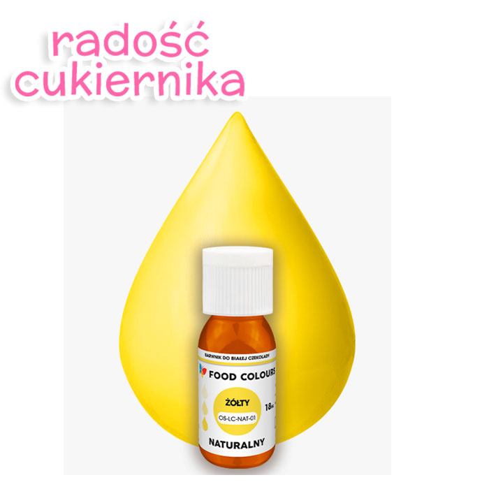картинка Barwnik naturalny do białej czekolady "Food Colours" żółty 18 ml 
