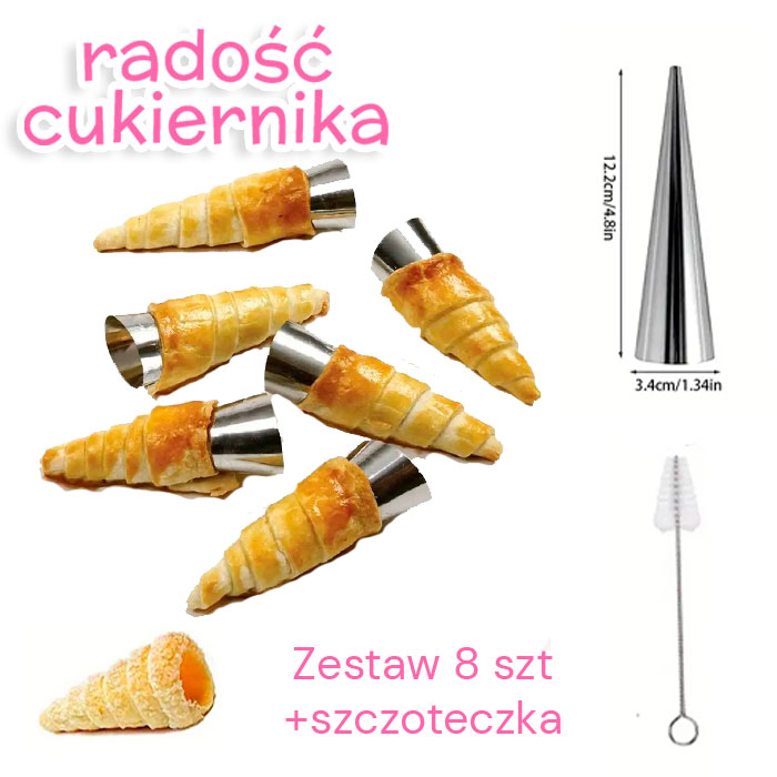 Rożki do kremówek 8 sz+szczoteczka